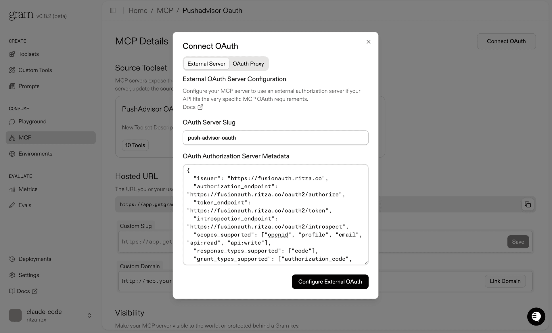 Gram OAuth Server Configuration